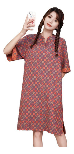 Pijama Vestido Mujer 100% Algodón Elegante Patrón De Flores