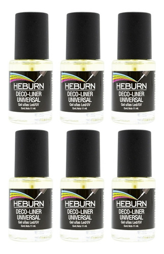 Heburn Kit Deco Liner X6 Pincel Removedor Esmalte Led Uv 151