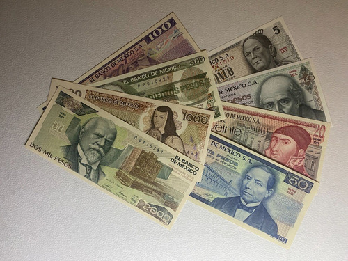 Lote Serie 8 Billetes 5 A 2,000 Pesos Familia A Sin Circular