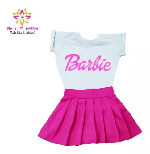 Conjunto Roupa Barbie Colegial Infantil Menina Verão