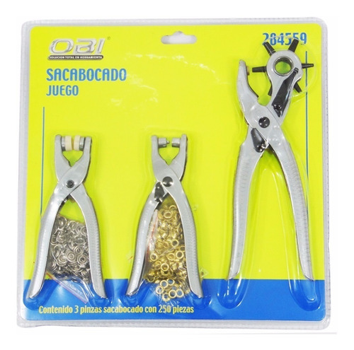 Set Sacabocados Ojilladora Y Pinza Para Botones Ojillos 