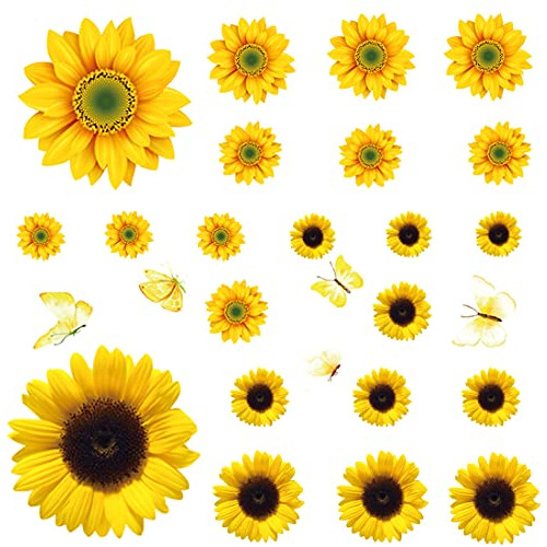 Sunflower Wall Stickers Decor  27pcs 3d Waterproof Remo...
