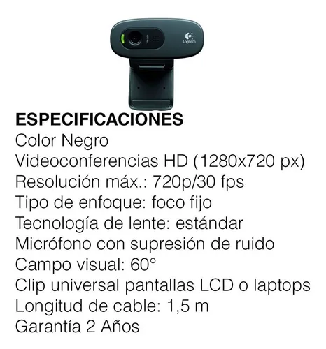 CAMARA WEB LOGITECH C270, MICROFONO INCORPORADO, CONEXION USB