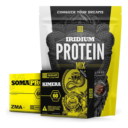 Kit Whey Protein Mix + Kimera + Soma Pro - Iridium Labs Sabor Chocolate
