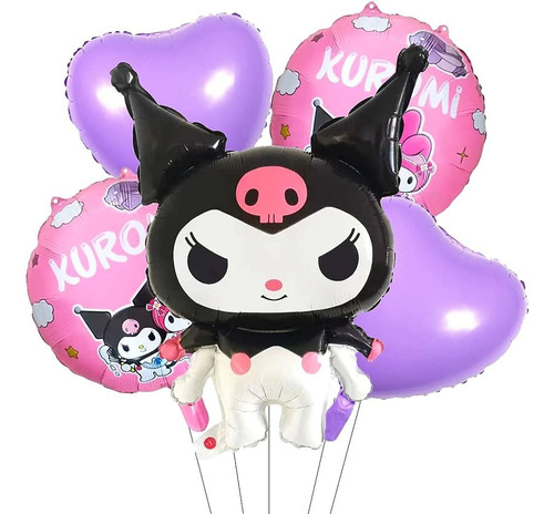 Set De 5 Globos De Kuromi Metalizado