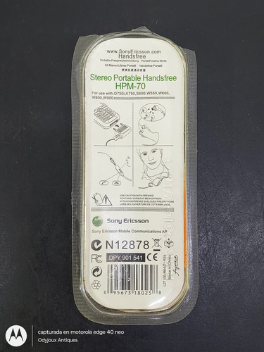 Audífonos Manos Libres Sony Ericsson Hpm-70 En Blister Blanco