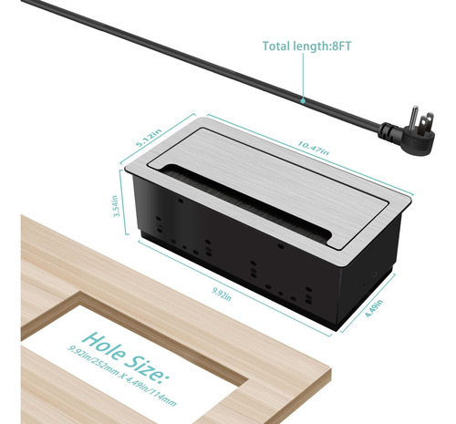 Enchufe Escritorio Placa De Contactos Y Puerto Usb Plegable