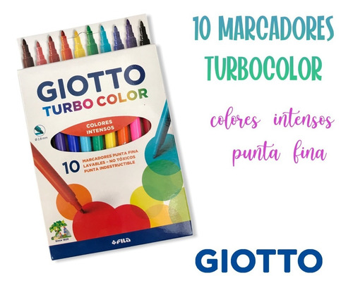 Marcadores Giotto Turbo Color Caja X 10  Lavables No Tóxicos