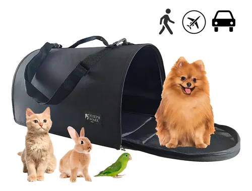 Bolsa flexible para mascotas de 30 x 30 x 47 cm, negra, 8 kg