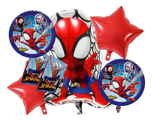 Globo Spiderman Hombre Araña Avengers Látex Número Metalizad