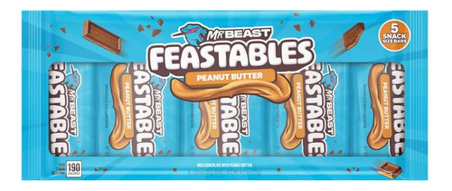 Feastables Chocolate Mr. Beast Peanut Butter, 5 Pack 1.24 Oz