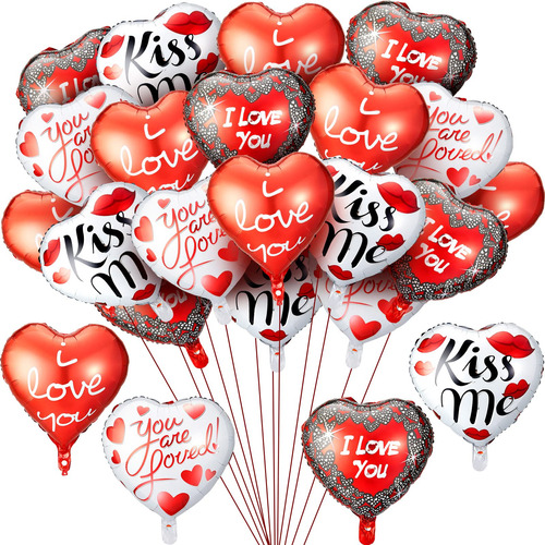 24 Piezas Valentín Día Del Día I Love You Foil Globo Kiss Me