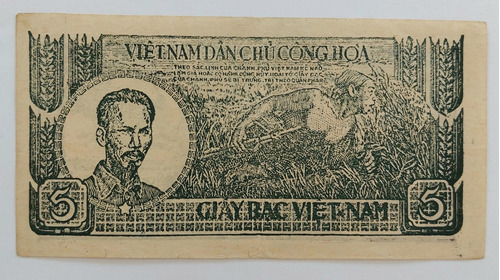 Vietnã Vietnam Cédula 5 Dong 1948 Escassa