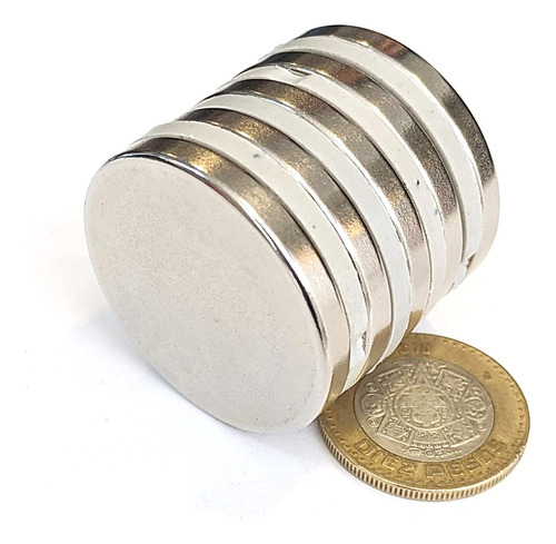 5 Imanes Neodimio 40mm X 5mm Circular Súper Potentes