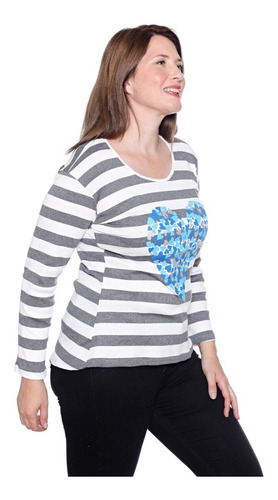 Imagen 5 de 8 de Remera Manga Larga Invierno Mujer Lanilla 2752