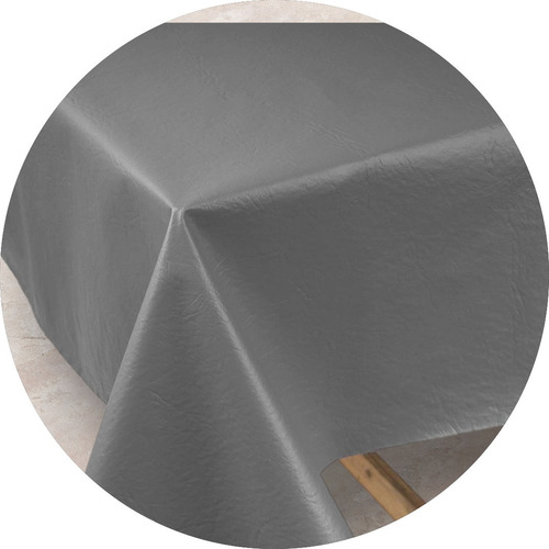 Mantel Cuadrado Cuerina Impermeable Lisa 140 Cm X 140 Cm Gris