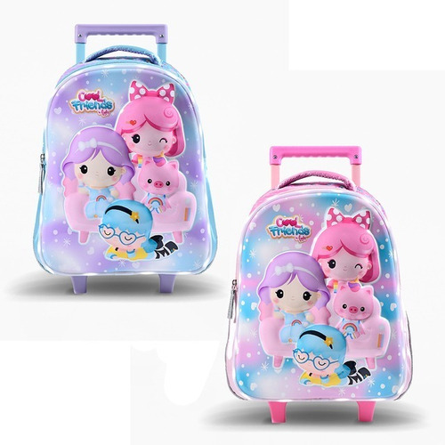 Imagen 2 de 6 de Mochila Carro Friends Unicornio 14 PuLG Escolar Footy C/ Luz