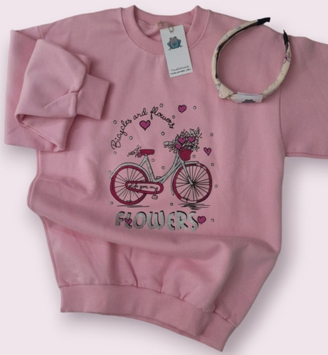Imagen 3 de 3 de Buzo Frizado Estampado Con Brillos Niñas