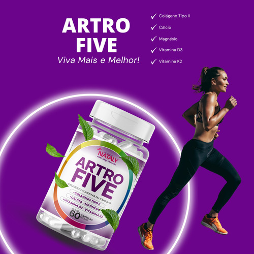 Kit Com 3 Artrofive Colágeno Tipo 2, Cálcio, Vit D3 + K2