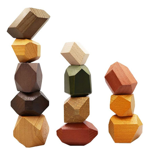 Tithaking Natural Wooden Blocks Colored Wooden Stones Apilan