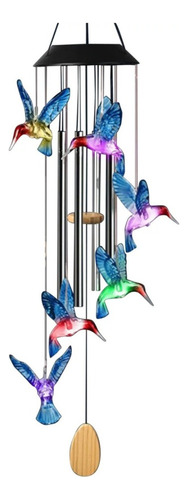 Campanilla De Viento Solar Led Colibr Para Decoración De Jar