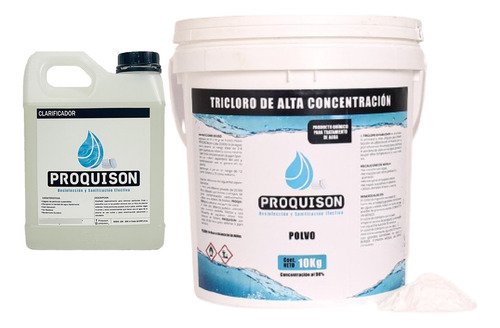 Cloro Alberca Polvo Cubeta 10 Kg Tricloro Y Clarificador 1 L