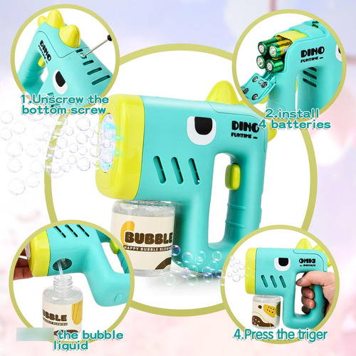 Paquete 2 Pistolas Burbujas Niños, Soplador Automático 10 Ag Color