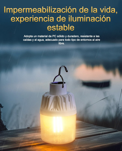 Lámpara Led Solar Portátil Blanca: Recargable Para Jardín