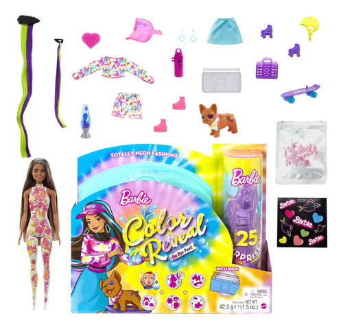 Barbie Muñeca Color Reveal Totally Neon Fashions Con Cabel.