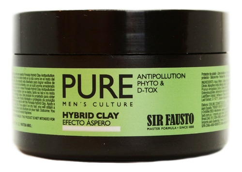 Sir Fausto Pure Hybrid Clay Cera Detox Efecto Áspero 100ml
