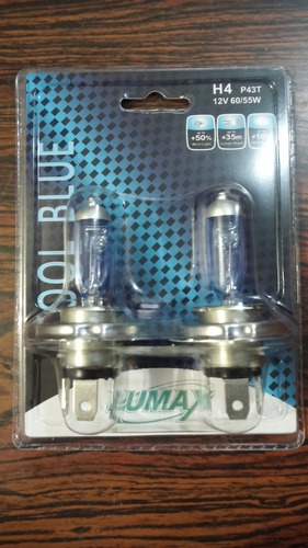 Bombillo Halogeno H4 P43t 12v 60/55w Cool Blue Lumax (par)