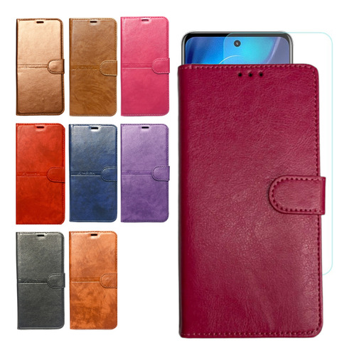 Funda Para Xiaomi Redmi Note 13 Pro 4g Agenda Flip + Vidrio Rosa Chicle