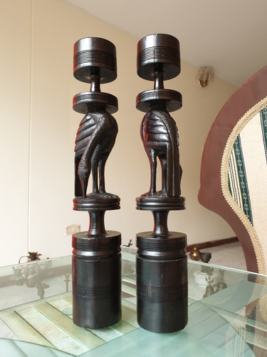 Candelabro Garzas En Mandera De Ebano 