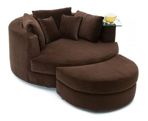 Sofa Sillon Circular Redondo Con Apoya Pies Chenille O Pana