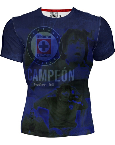 Playera Full Print  Cruz Azul Campeones Ludovico P Luche 9na