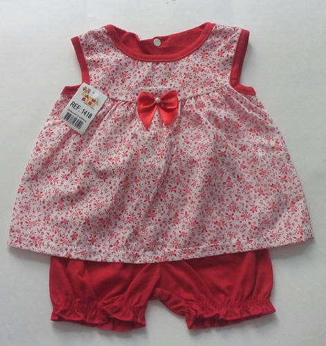 Conjunto Short  E Bata Bebê Menina 0-3 Meses