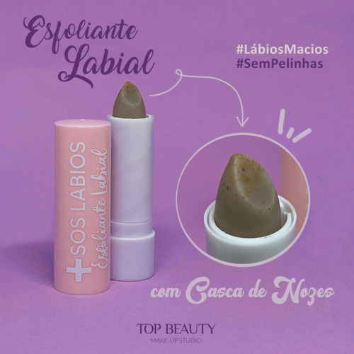 Lip Balm Esfoliante Com Casca De Nozes Top Beauty