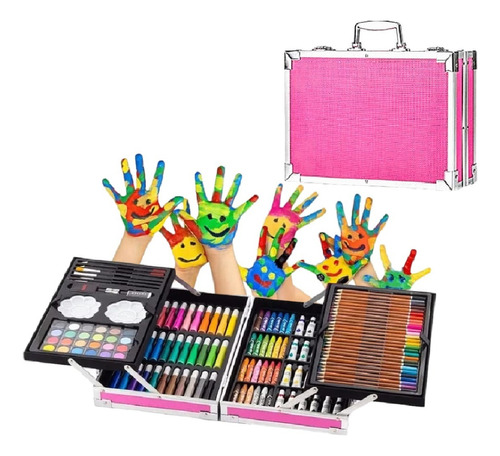  Maleta 145pieza Set Para Pintar Lapices Colores Set De Arte