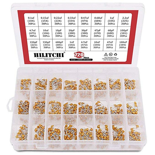 Hilitchi 720-pcs [-100nf 0.1uf] 24 Valor Dip Kit Monolítico 