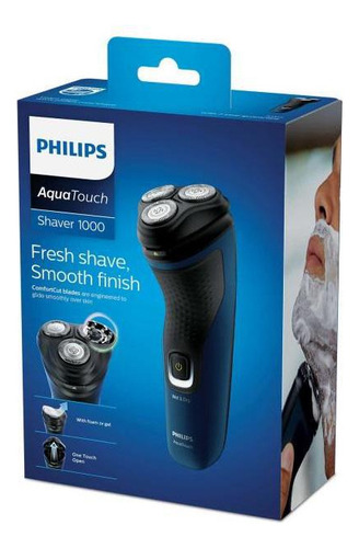 Afeitadora Philips AquaTouch 1000 S1121/41 Barbeador Aquatouch Philips S1121/41 Seco E Molhado negra 220V
