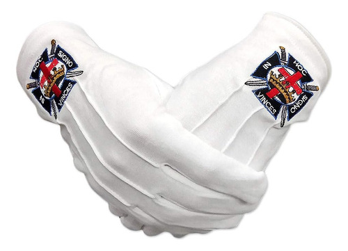 Guantes Masónicos Templarios Blanco Algodón