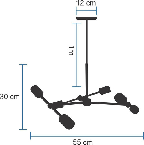 Imagem 3 de 3 de Lustre Pendente Moderno Sputnik Faces Preto Para 6 Lâmpadas