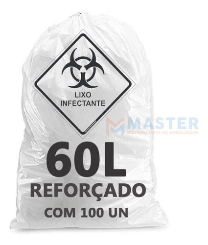 Saco De Lixo 60 Litros - Infectante - Contem 100 Unidades