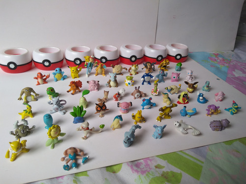 Lote Com 54 Mini Pokémons Guaraná Caçulinha 7 Pokebolas