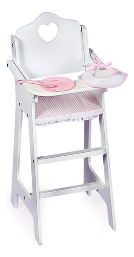 Silla Alta Para Muñeca Con Plato, Babero Y Cuchara