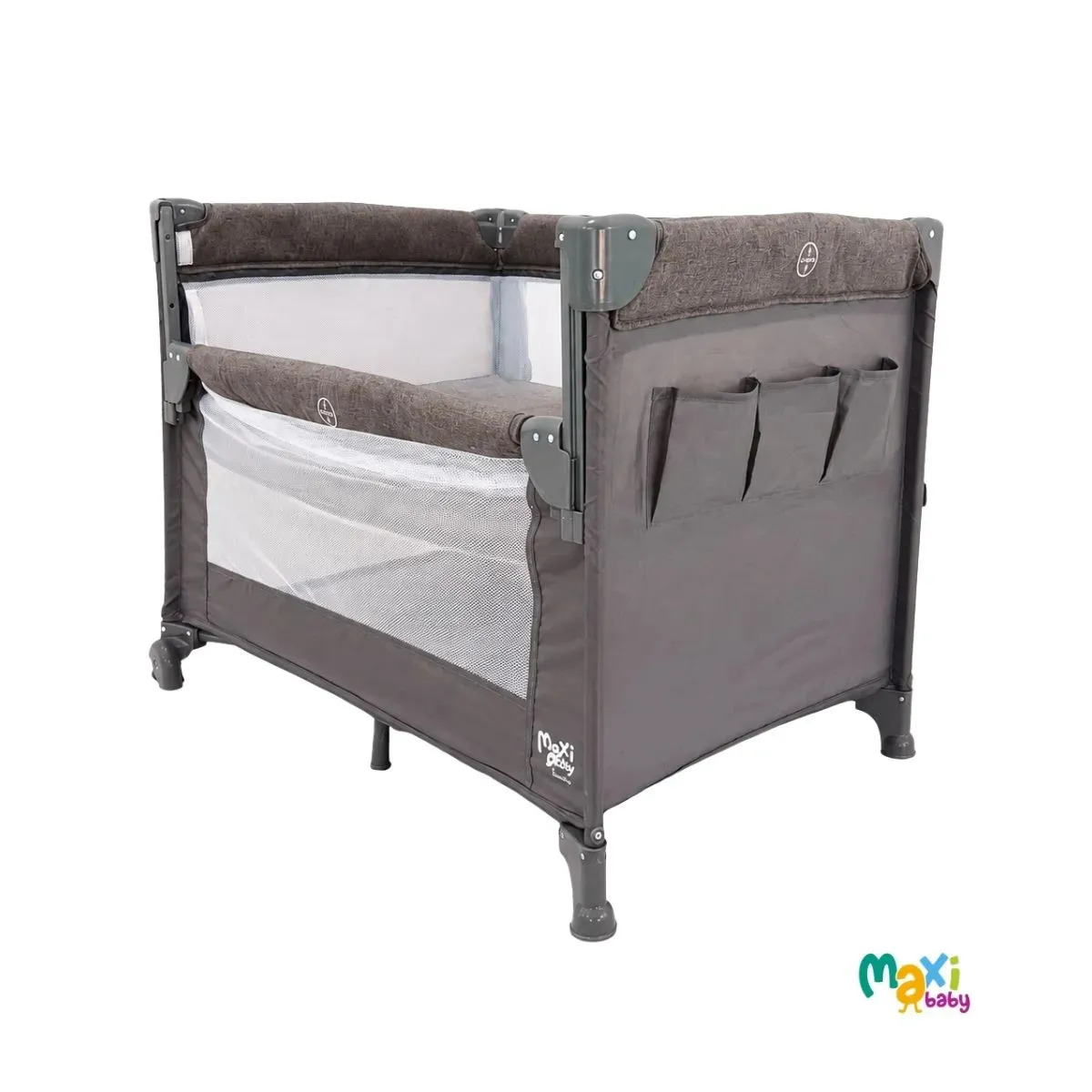 Berço Cercado Portátil Bebê Co-bed Acoplado Desmontável 2 Alturas Buddy Maxi Baby - Cinza