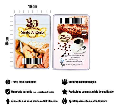 Comanda Eletrônica Personalizadas 10x15 Transparente 300 Uni