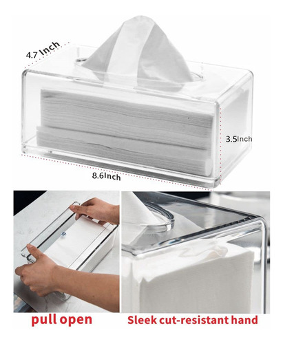Soporte Para Pañuelos De Acrílico Transparente Con Tapa Para