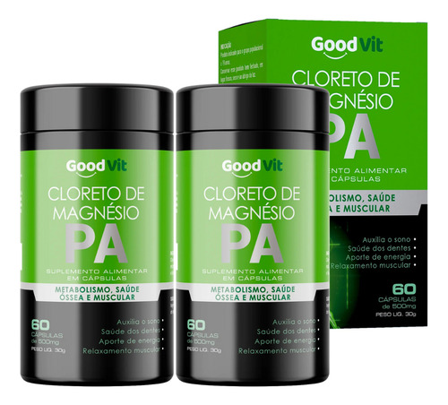 Kit 2x Cloreto De Magnésio Pa 260mg 60 Caps - Good Vit Sem Sabor