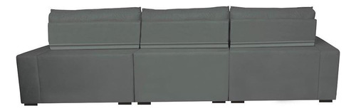 Sofá Retrátil e Reclinável 3,52m com Molas Ensacadas Cama Inbox Gold Tecido Suede Velusoft Cinza